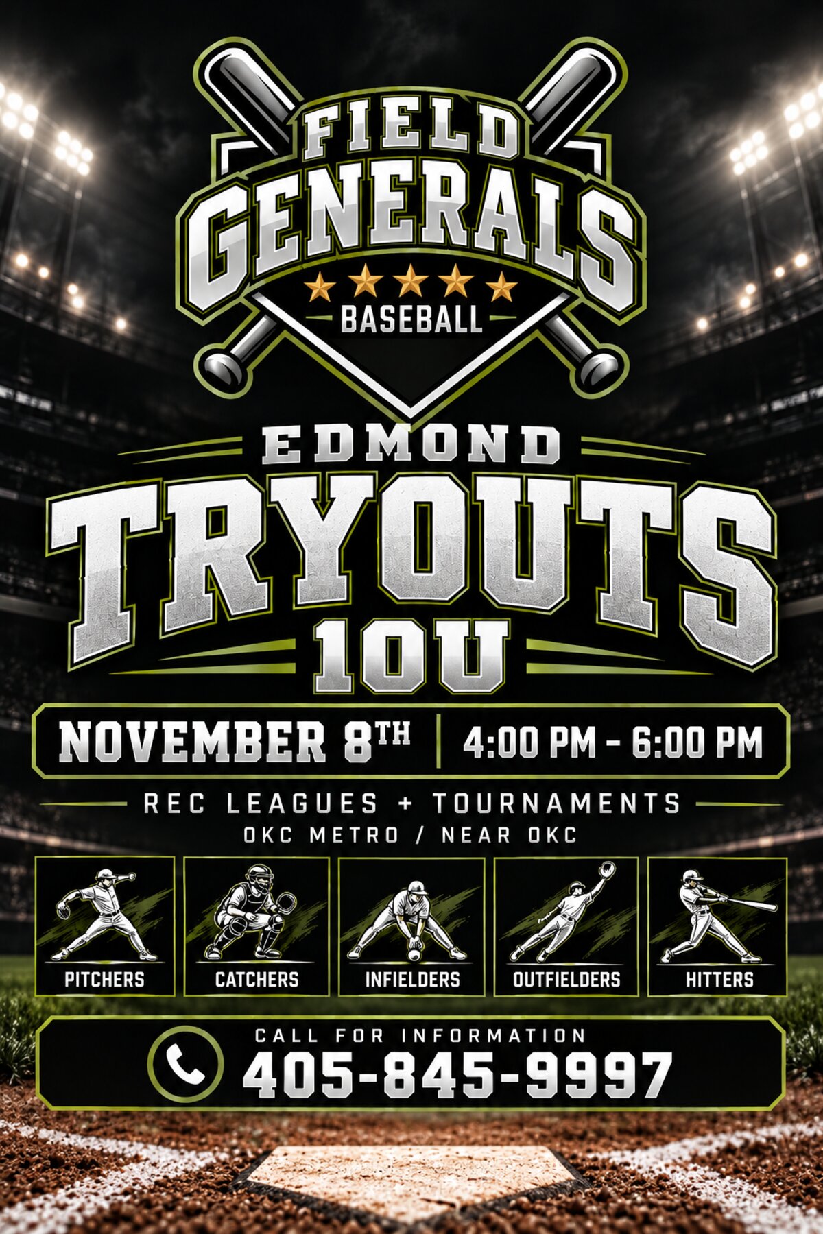 Field Generals 10U Tryouts Flyer